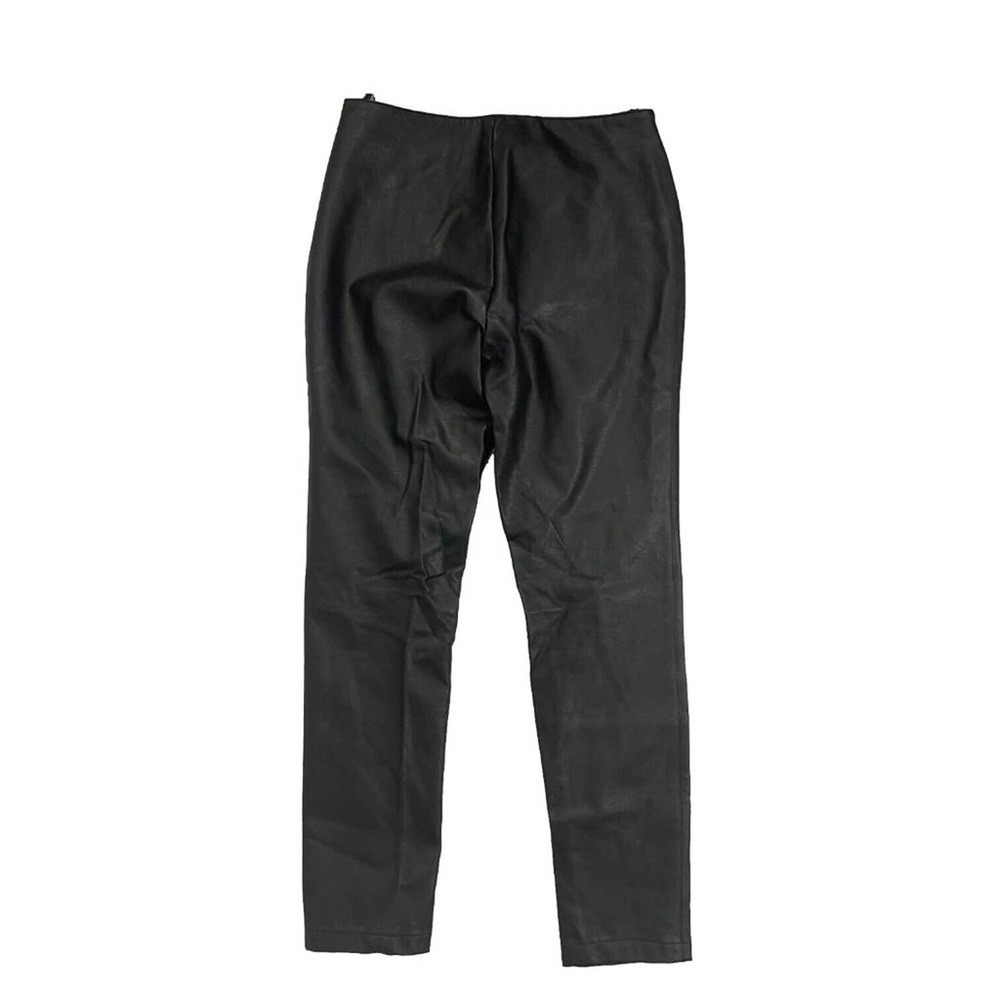 VENUS Black Faux Leather Flat Front Side Zipper Straight Leg Pants Womens 4